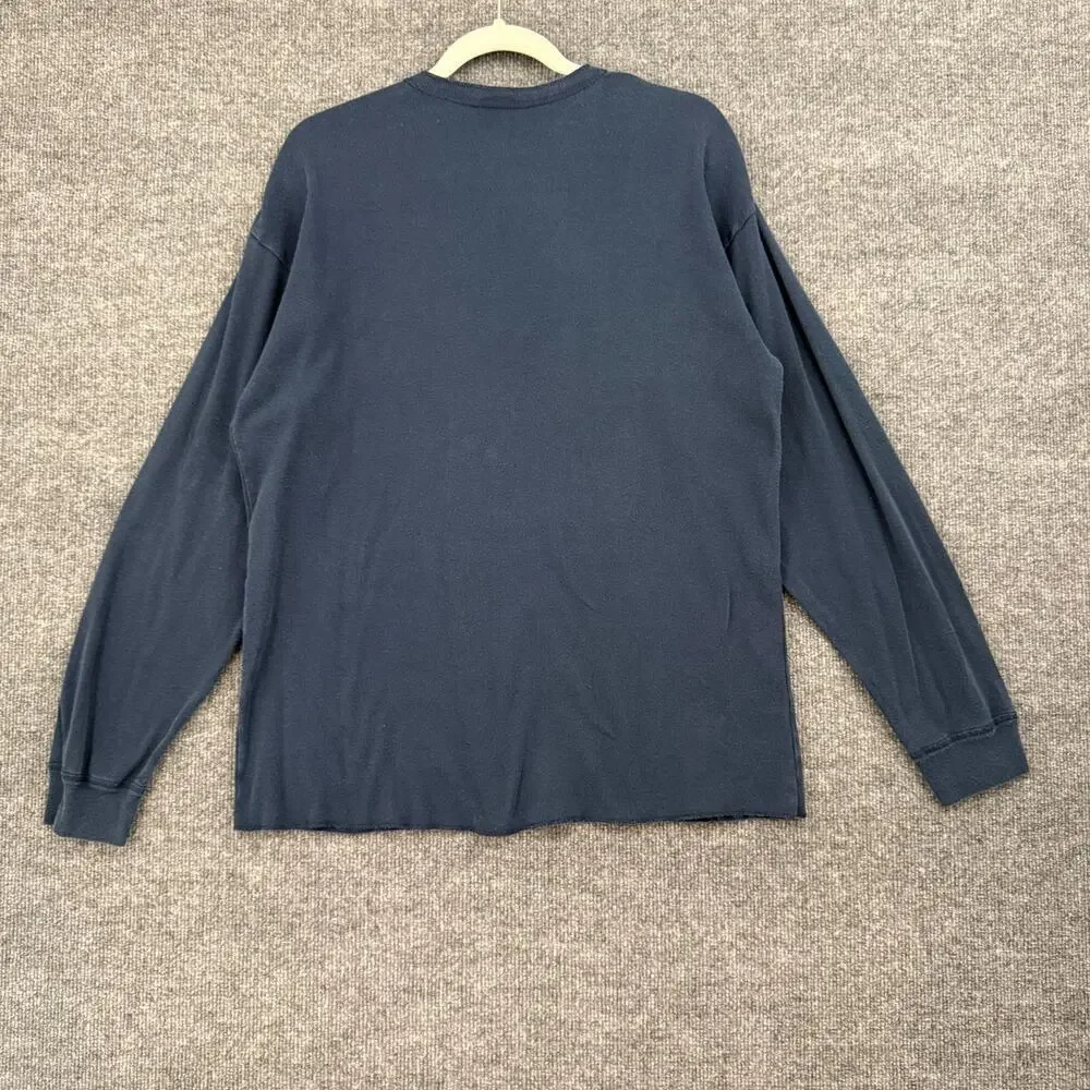 Vintage 90s Tommy Hilfiger Tommy Jeans Henley Shirt Mens L Navy Made In USA